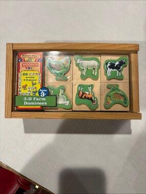 Melissa & Doug 3-D Farm Dominoes Wooden Set with Green Accents